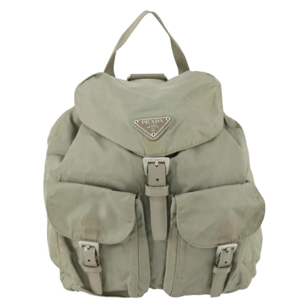 PRADA Backpack Nylon Beige Silver Auth 156861 - Picture 13 of 16